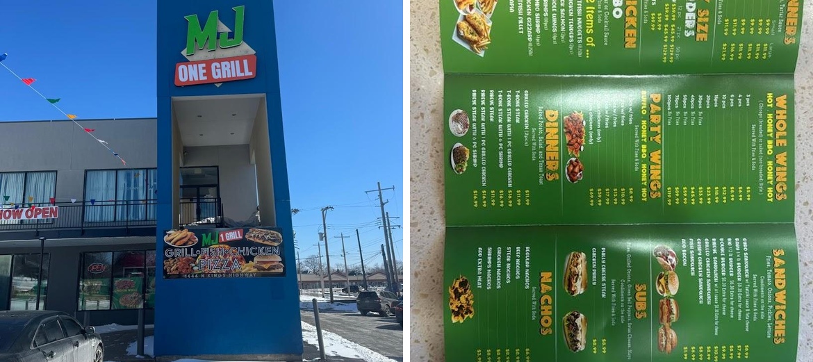 MJ One Grill Menu